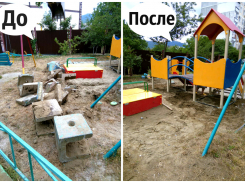 В Приморском районе Новороссийска установили новую детскую площадку