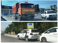 КамАЗ протаранил Toyota Land Cruiser в Новороссийске