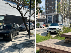 Без стыда и совести водители Новороссийска паркуются на тротуаре в парке Фрунзе 