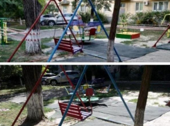 В новороссийском дворе долгожданные качели простояли только сутки