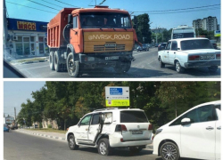 КамАЗ протаранил Toyota Land Cruiser в Новороссийске