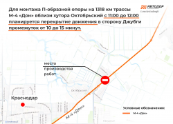 Внимание! На М-4 «Дон» под Краснодаром будет приостановлено движение
