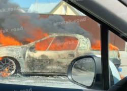 В пригороде Новороссийска сгорел автомобиль