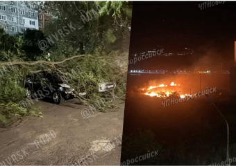 Ночная непогода в Новороссийске: ветер повредил автомобили и осложнил тушение пожара 