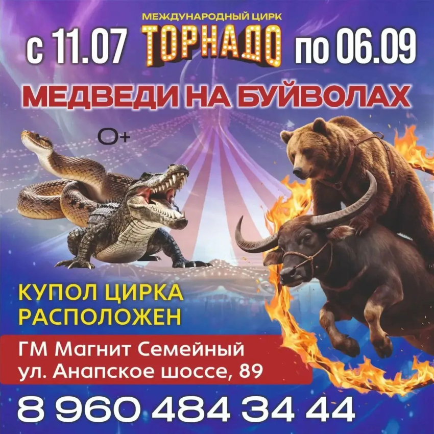 «Торнадо» уходит! Но дарит новороссийцам 50% скидки на билеты в цирк-шапито