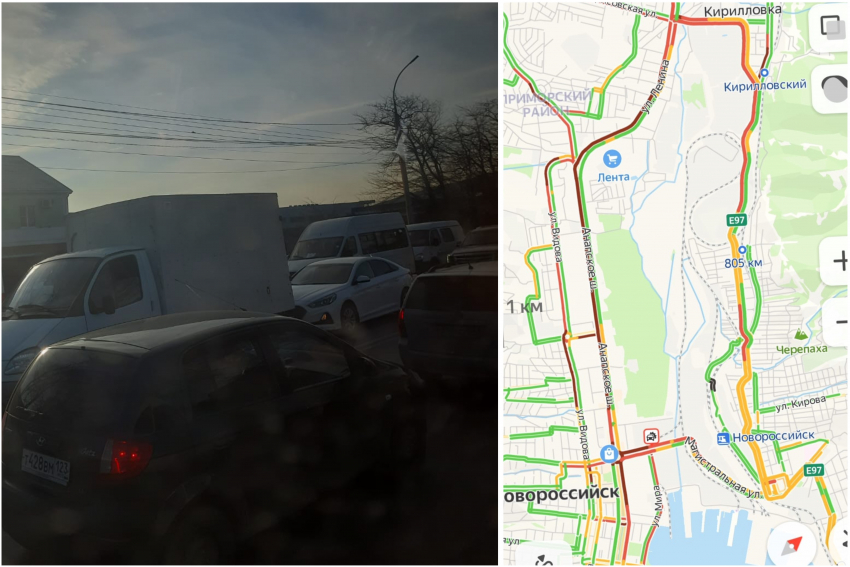Новороссийцы опаздывают на работу: весь город погряз в пробках 