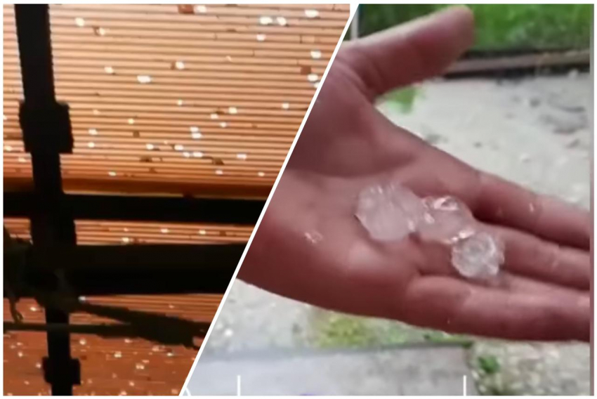 Сильный град испортил навес новороссийцам