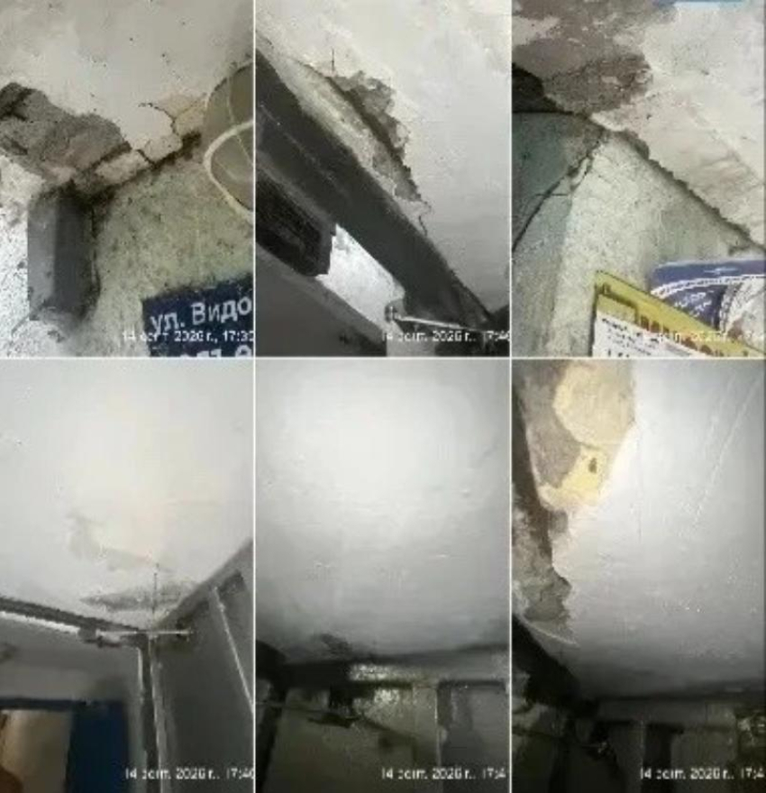 Просевший козырёк заблокировал выход из подъезда в Новороссийске