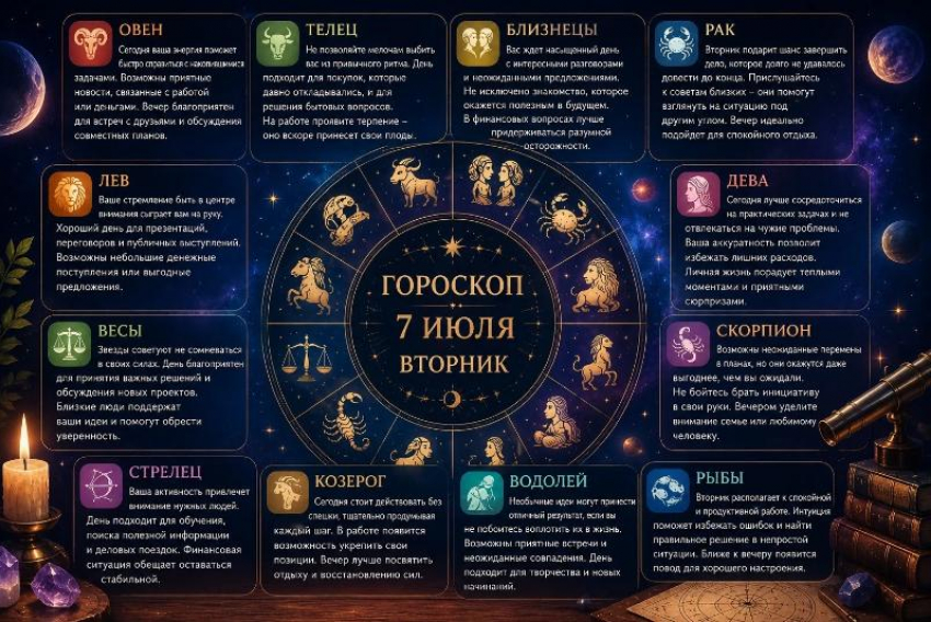Астропрогноз на 7 июля: кому улыбнется удача во вторник
