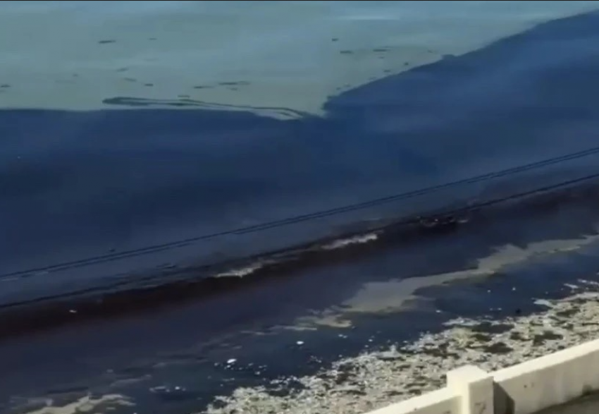 Ситуация в Туапсе: море — в мазуте, берег — в чёрная полоса