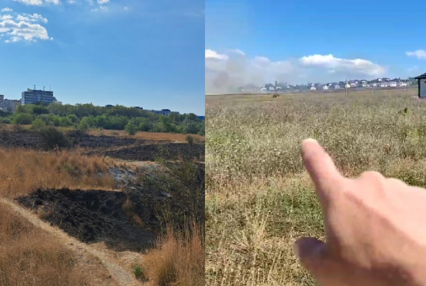 В станице Раевской горит поле, в Суджукской лагуне пожар потушен