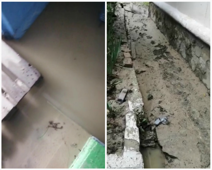 Вода в подъезде, шлак во дворе: новороссийцы вынуждены сами убирать последствия дождя