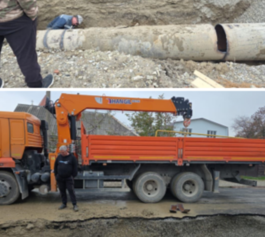 "Вечером вода будет": на место порыва в Новороссийске доставили кусок трубы