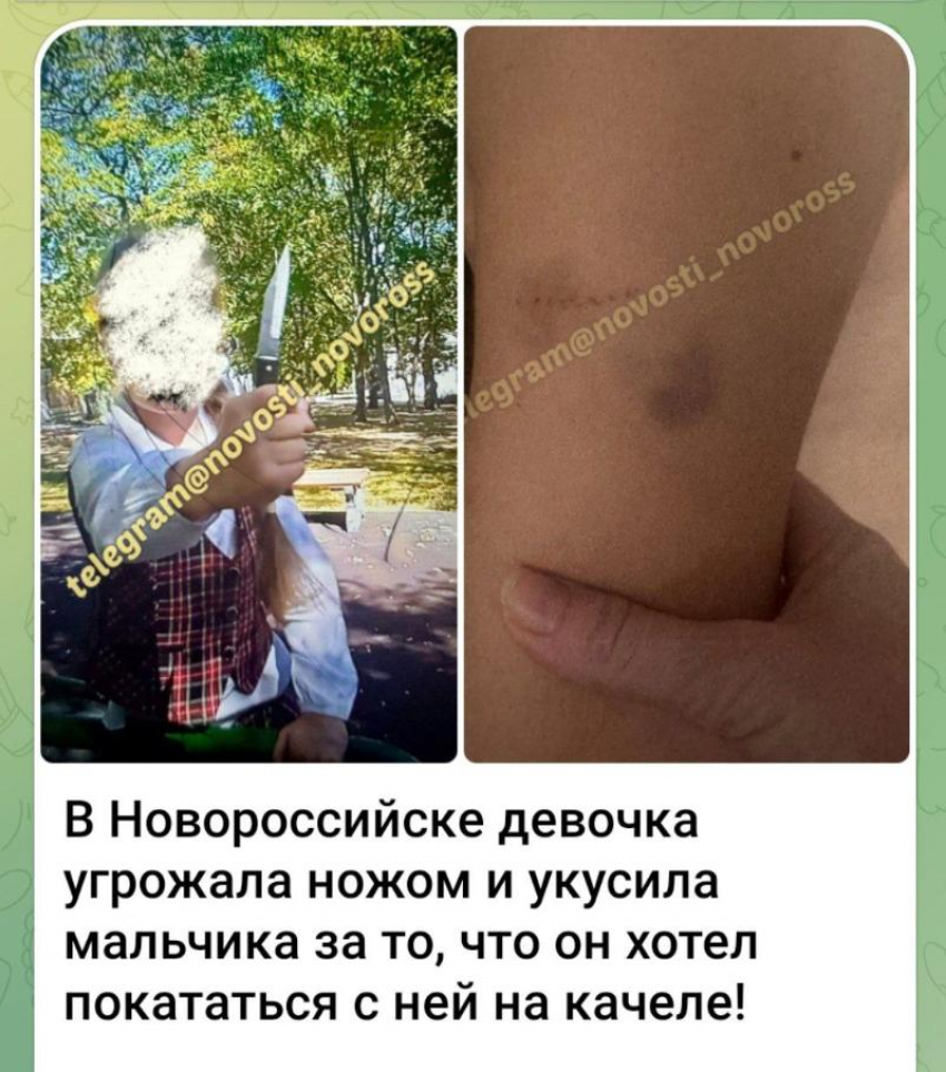 В Новороссийске девочка укусила мальчика и угрожала ножом